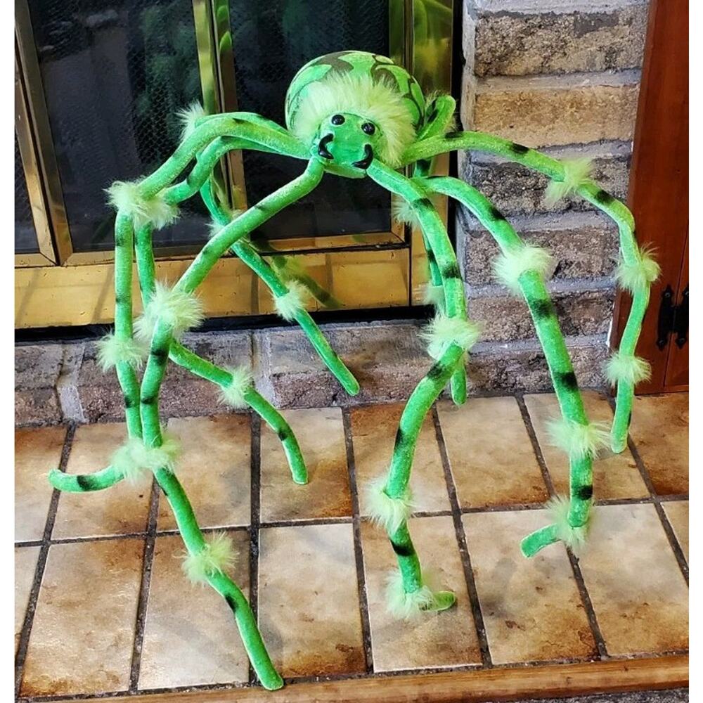 Large Green Black Spider Adjustable Legs Inside Halloween Home Party Decor
